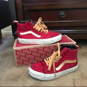 Satin & Gold Sk8 High Vans